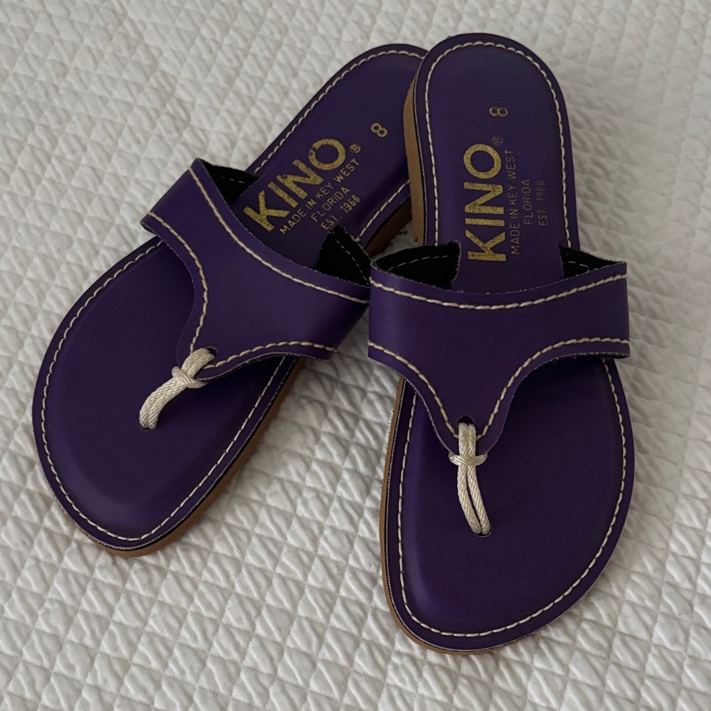Ladies Lily - Kino Purple Leather Thong Sandals